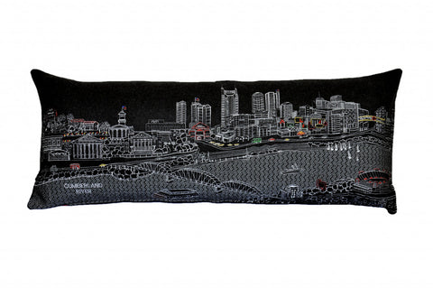 35" Black Nashville Nighttime Skyline Lumbar Decorative Pillow