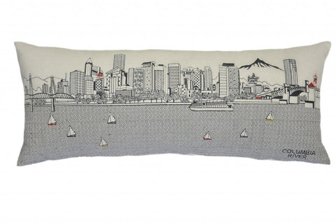 35" White Portland Daylight Skyline Lumbar Decorative Pillow