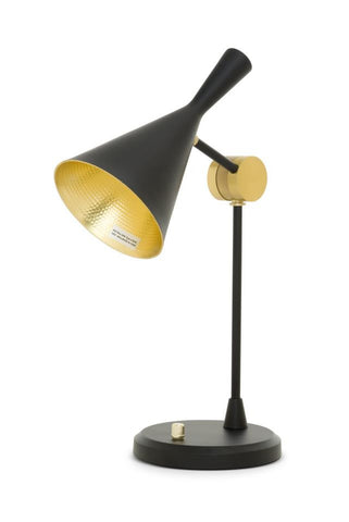 23" Black Metal Desk Table Lamp With Black and Gold Cone Shade