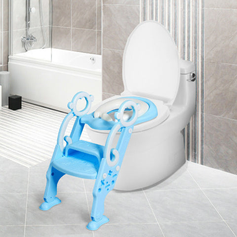 Adjustable Foldable Toddler Toilet Training Seat Chair-Blue Adjustable