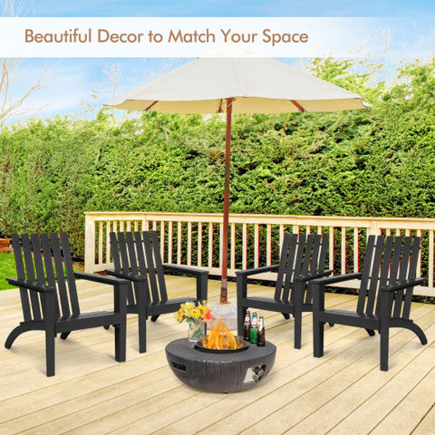 Outdoor Durable Patio Acacia Wood Adirondack Lounge Armchair-Black Outdoor