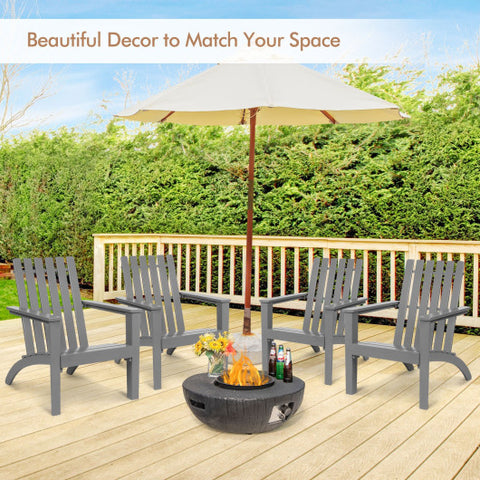 Outdoor Durable Patio Acacia Wood Adirondack Lounge Armchair-Gray Outdoor