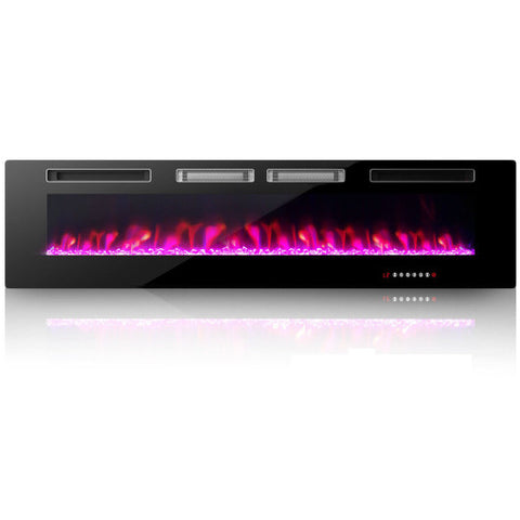 42/50/60/72 Inch Ultra-Thin Electric Fireplace with Decorative Crystals-72