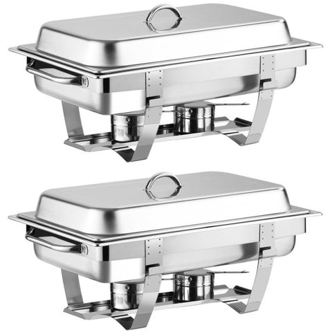 2 Packs Stainless Steel Full-Size Chafing Dish 2 Packs Stainless Steel