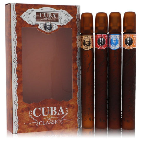 Cuba Gold by Fragluxe - Gift Set -- Cuba Variety Set includes All Four 1.15 oz Sprays, Cuba Red, Cuba Blue, Cuba Gold and Cuba Orange