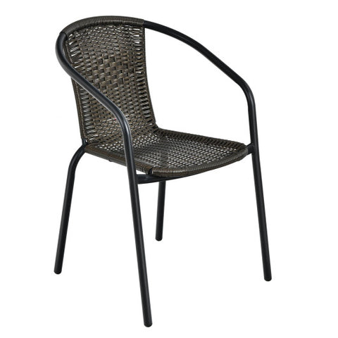 Patio Rattan Dining Chair with Curved Backrest for Yard Garden-Gray Patio