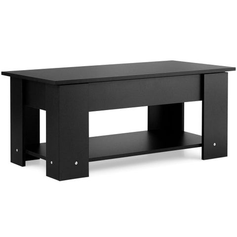 Coffee Table with Lift-up Desktop and Hidden Storage-Black Coffee Table