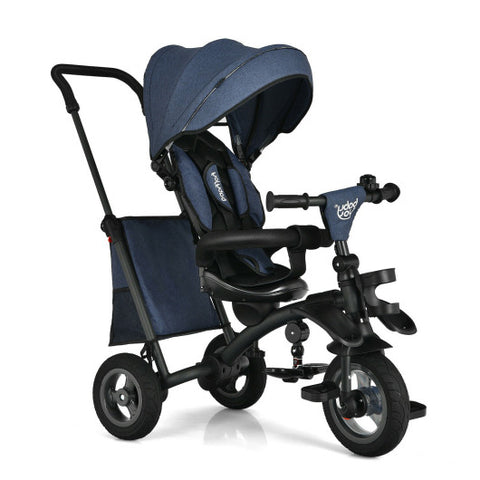 7-In-1 Baby Folding Tricycle Stroller with Rotatable Seat-Blue 7-In-1 Baby