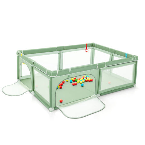 Extra-Large Safety Baby Fence with 50 Ocean Balls-Green Extra-Large Safety