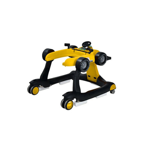 4-in-1 Foldable Activity Push Walker with Adjustable Height-Yellow 4-in-1