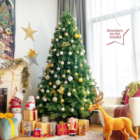 Pre-Lit Hinged Lifelike Lush Artificial Christmas Tree with PVC Tips-7'