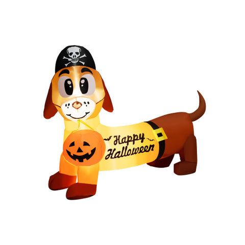 5.5 Feet Halloween Inflatable Dachshund Blow-up Dog with Pirate Hat and