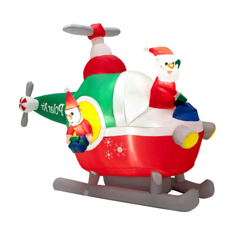 6 Feet Wide Inflatable Santa Claus Flying a Helicopter with Air Blower 6