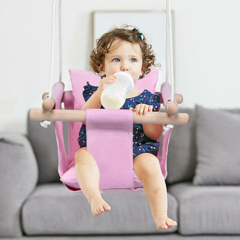 Indoor Outdoor Baby Canvas Hanging Swing-Pink Indoor Outdoor Baby Canvas