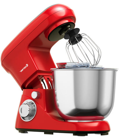 5.3 Qt Stand Kitchen Food Mixer 6 Speed with Dough Hook Beater-Red 5.3 Qt