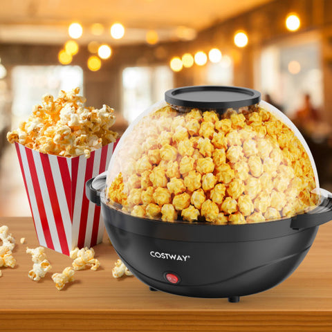 6QT Stirring Popcorn Popper Maker with Nonstick Plate-Black 6QT Stirring