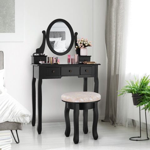 Vanity Makeup Table Set Bedroom Furniture with Padded Stool Vanity Makeup
