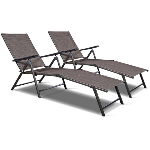 Set of 2 Adjustable Chaise Lounge Chair with 5 Reclining Positions Set of 2