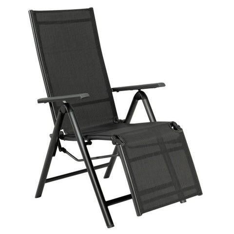 Outdoor Folding Lounge Chair with 7 Adjustable Backrest and Footrest