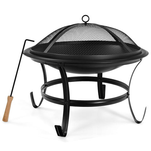 22 Inch Steel Outdoor Fire Pit Bowl With Wood Grate 22 Inch Steel Outdoor