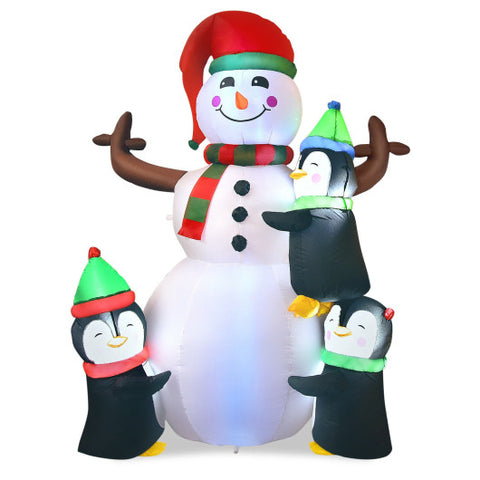 6 Feet Christmas Quick Inflatable Snowman with Penguins 6 Feet Christmas