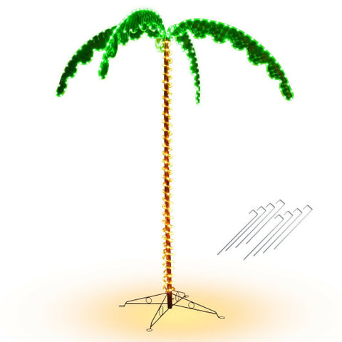 7 Feet LED Pre-lit Palm Tree Decor with Light Rope 7 Feet LED Pre-lit Palm