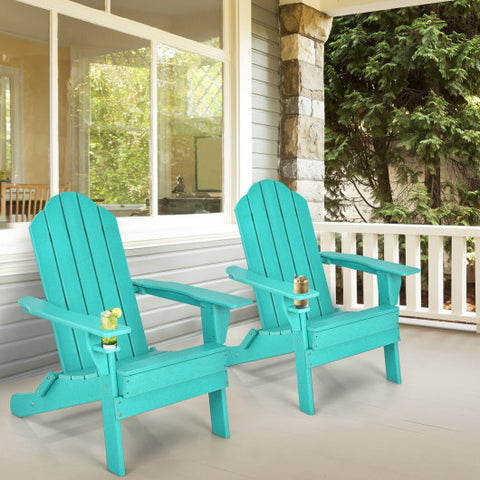 Weather Resistant Patio Chair with Built-in Cup Holder-Turquoise Weather