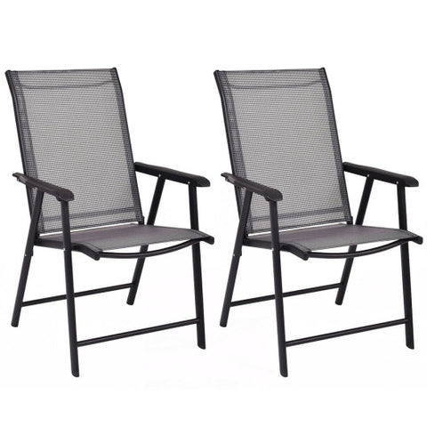 Set of 2 Outdoor Patio Folding Chairs-Gray Set of 2 Outdoor Patio Folding