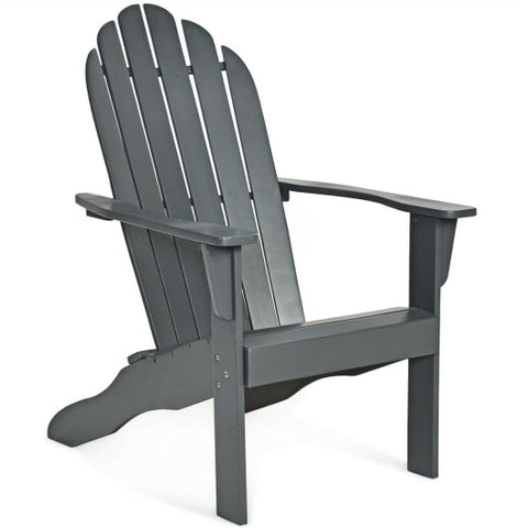 Wooden Outdoor Lounge Chair with Ergonomic Design for Yard and Garden-Gray