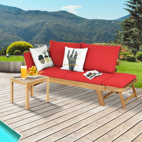 Adjustable  Patio Convertible Sofa with Thick Cushion -Red Adjustable