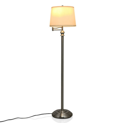 Swing Arm LED Floor Lamp with Hanging Fabric Shade Swing Arm LED Floor Lamp