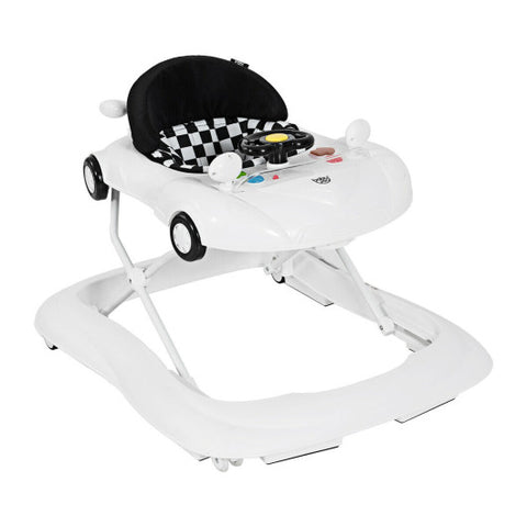 2-in-1 Foldable Baby Walker with Music Player and Lights-White 2-in-1