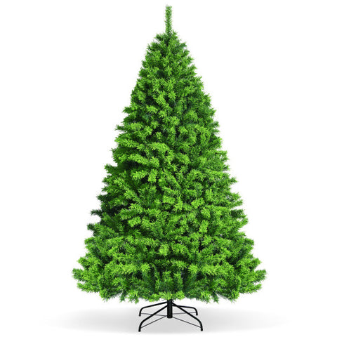 7.5 Feet Pre-Lit Hinged Christmas Tree Green Flocked with 1404 Tips and 530