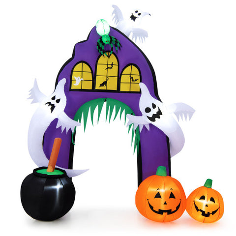 9 Feet Tall Halloween Inflatable Castle Archway Decor with Spider Ghosts