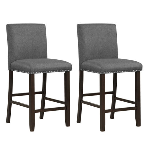 Set of 2 Linen Fabric Bar Stools with Back for Kitchen Island Set of 2
