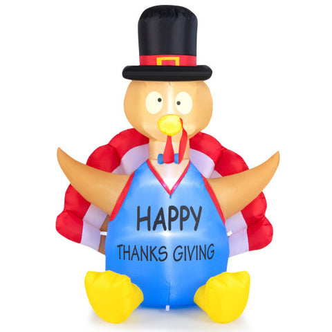 6 Feet Thanksgiving Inflatable Turkey Harvest Day Decoration with Lights