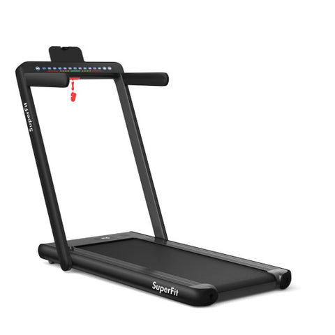 2-in-1 Electric Motorized Folding Treadmill with Dual Display-Black 2-in-1