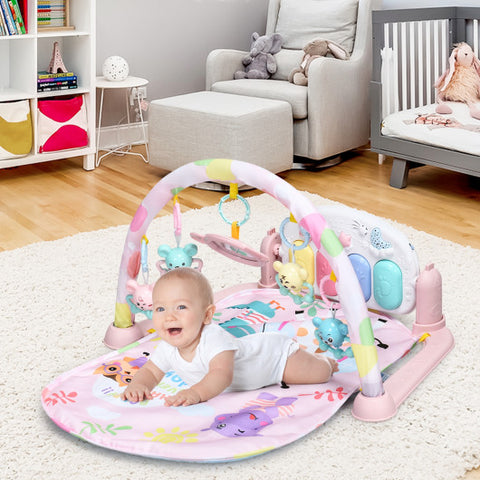 3 in 1 Fitness Music and Lights Baby Gym Play Mat-Pink 3 in 1 Fitness Music